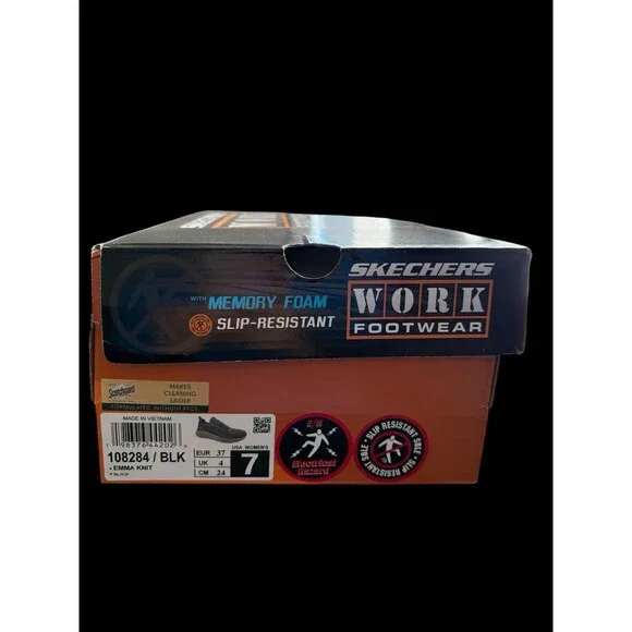 Skechers Work Emma Knit Slip Resistant Shoes Womens 7 Black Memory Foam 108284 - Picture 12 of 14